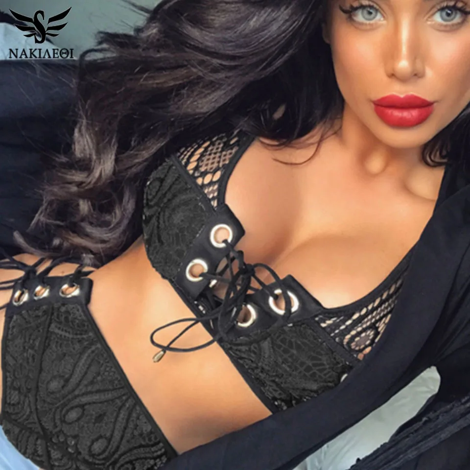 NAKIAEOI черный белый кружевной купальник с высокой талией бикини набор 2019