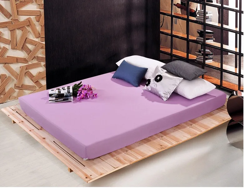 Light purple Простыня на резинке 160x200 см, 17 однотонных цветов, постельное белье, покрывало, Полиэстер, Хлопок, наматрасник 22 - Цвет: Light purple