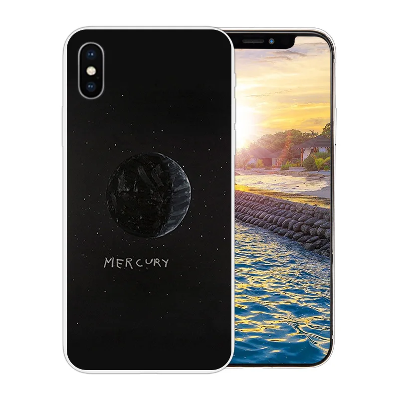 Чехол для Телефона iPhone X 10 Прозрачный мягкий силиконовый чехол Apple 6 6s 7 8 Plus Space Moon с