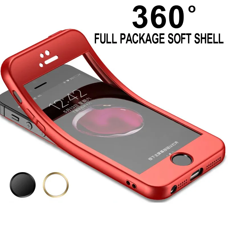 360 Full body Phone Case For iphone 5s 6s 5 6 7 8 plus x Soft Silicone Cover On for iPhone Plus X Luxury funda cases |
