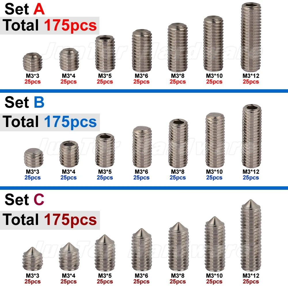 Набор винтов из нержавеющей стали 175 шт. M3(3 мм) A2|m3 socket|screw steelassorted screws |