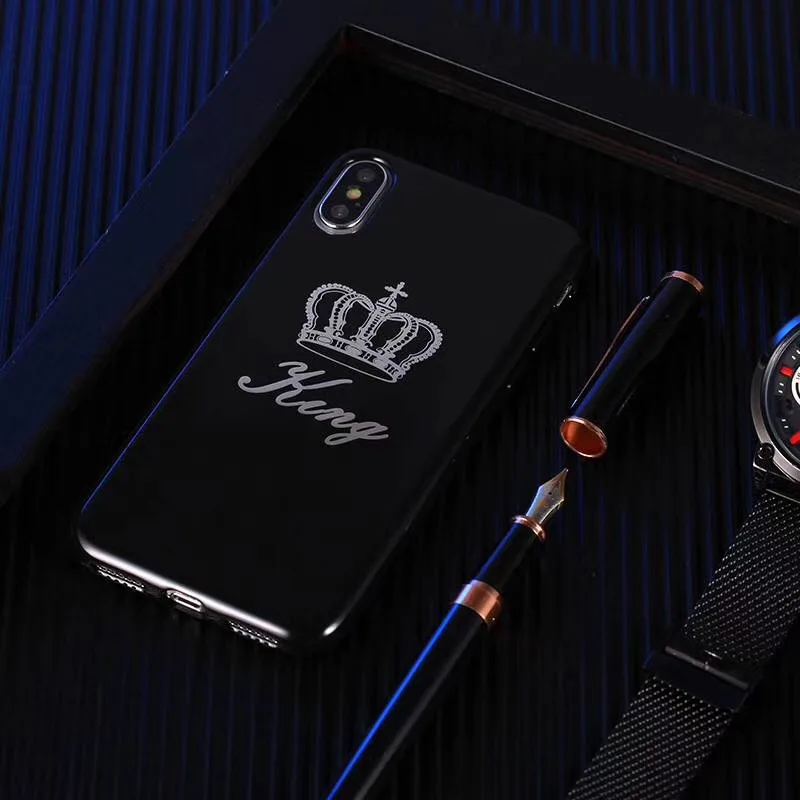 Модный тренд перо Желая бутылка Король Королева чехол для телефона iphone 7 8 6 S плюс X