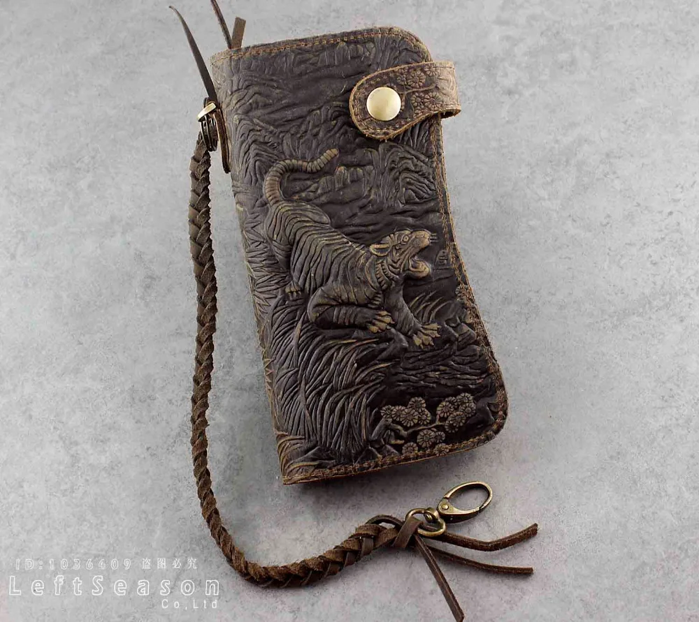 Мужской велосипедный Длинный кошелек двойного сложения с плетеной цепочкой|long