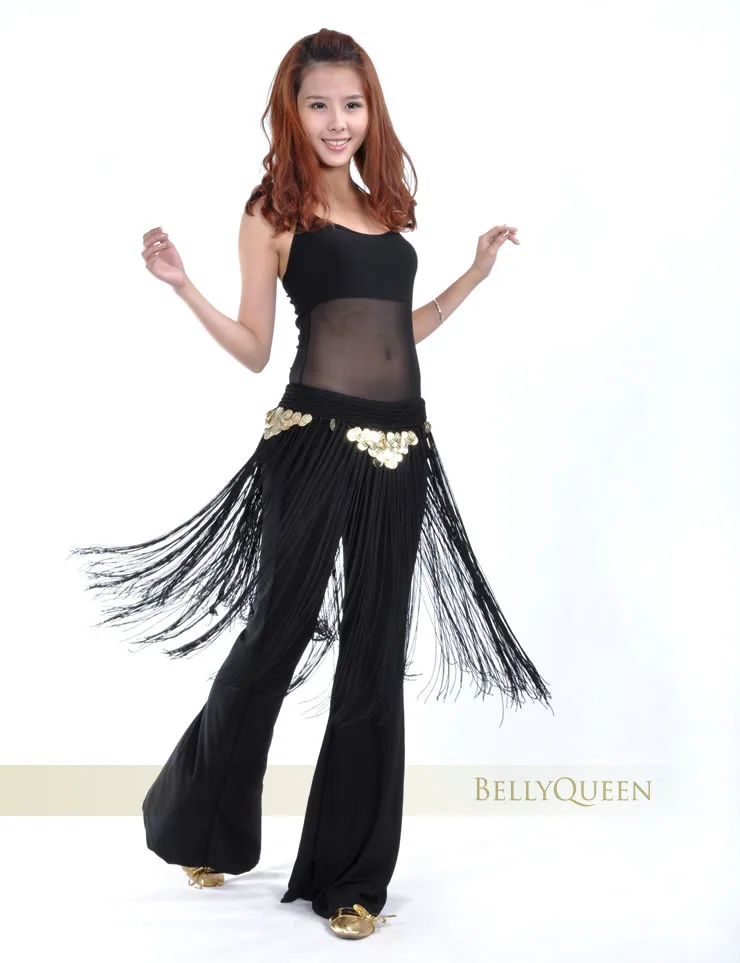 

Пояс для танца живота с длинной бахромой и монетами