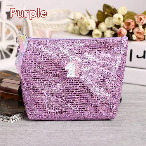 purple 1 шт. мини-кошелек с блестками, сумка в виде ракушки, женская косметичка, блестящий Дорожный Чехол, единорог, косметическая тряпичная Сумочка, два стиля моды - Цвет: purple