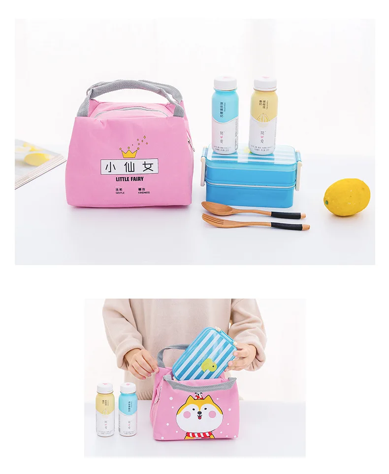 New Cute Animals Waterproof Lunch Bag Women Girls Student Lunch Box Thermo Bag Office School Picnic Cooler Bag Lancheira Termica