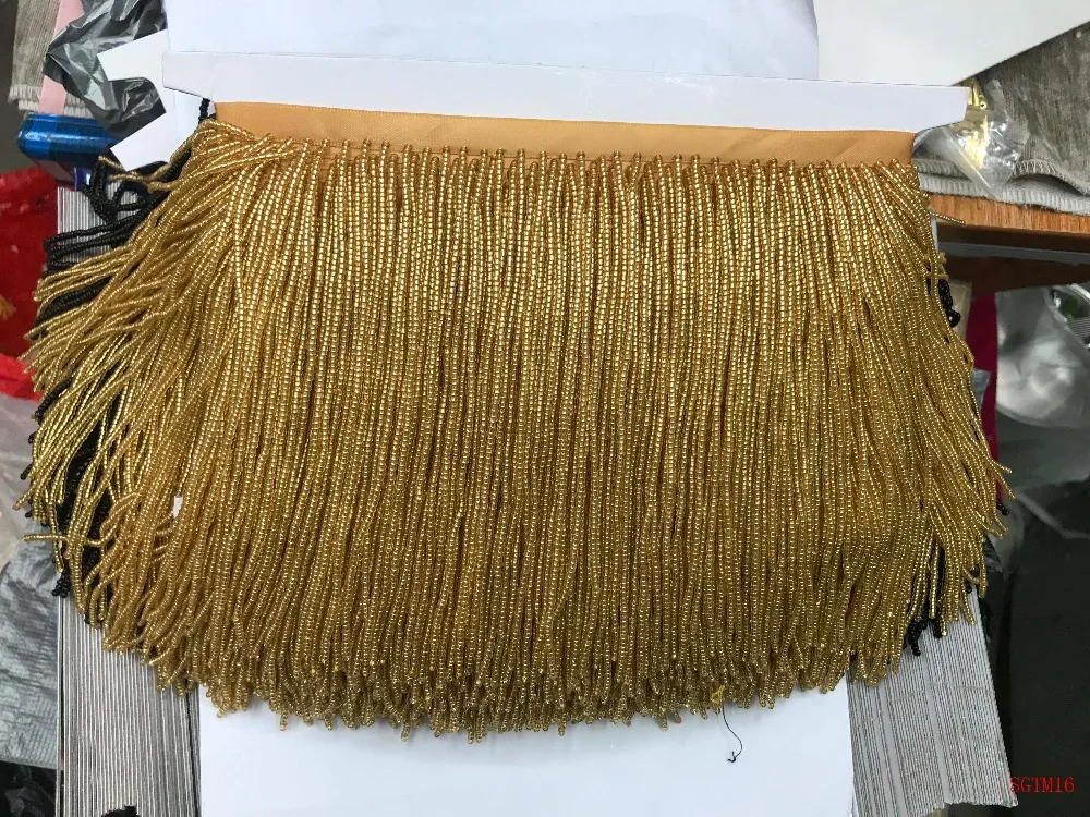 Золотая Хрустальная ручная работа 15 см широкая бисерная бахрома обрезка 5 ярдов