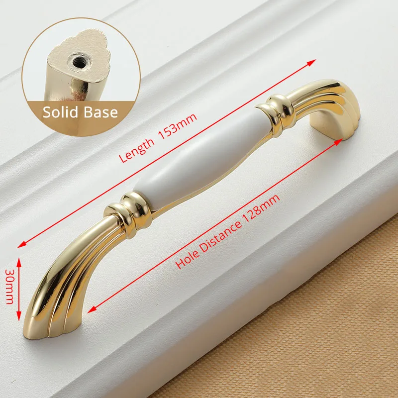 Handle-1081-128GW KAK белая Creamic золотая для шкафа ручки и ручки выдвижные ящики кухонные дверные ручки Золотая Мебельная ручка дверная фурнитура для шкафа - Цвет: Handle-1081-128GW
