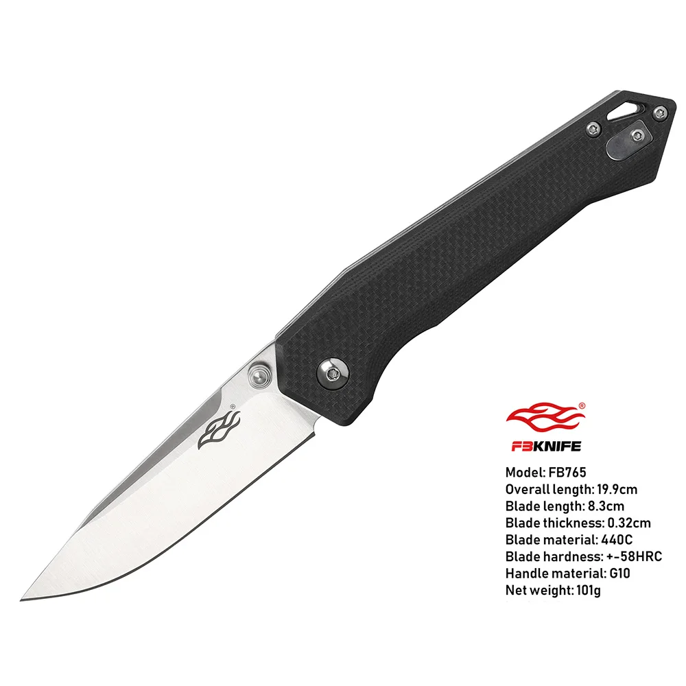 FB7651-BK Ganzo Firebird FB7651 440C Лезвие G10 ручка складной нож Открытый охотничий выживания тактический карманный Топ Военный EDC инструмент - Цвет: FB7651-BK