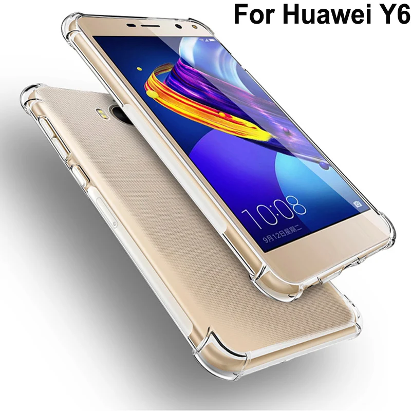 Чехол для Huawei Y6 2017 мягкий прозрачный чехол из ТПУ с подушкой безопасности
