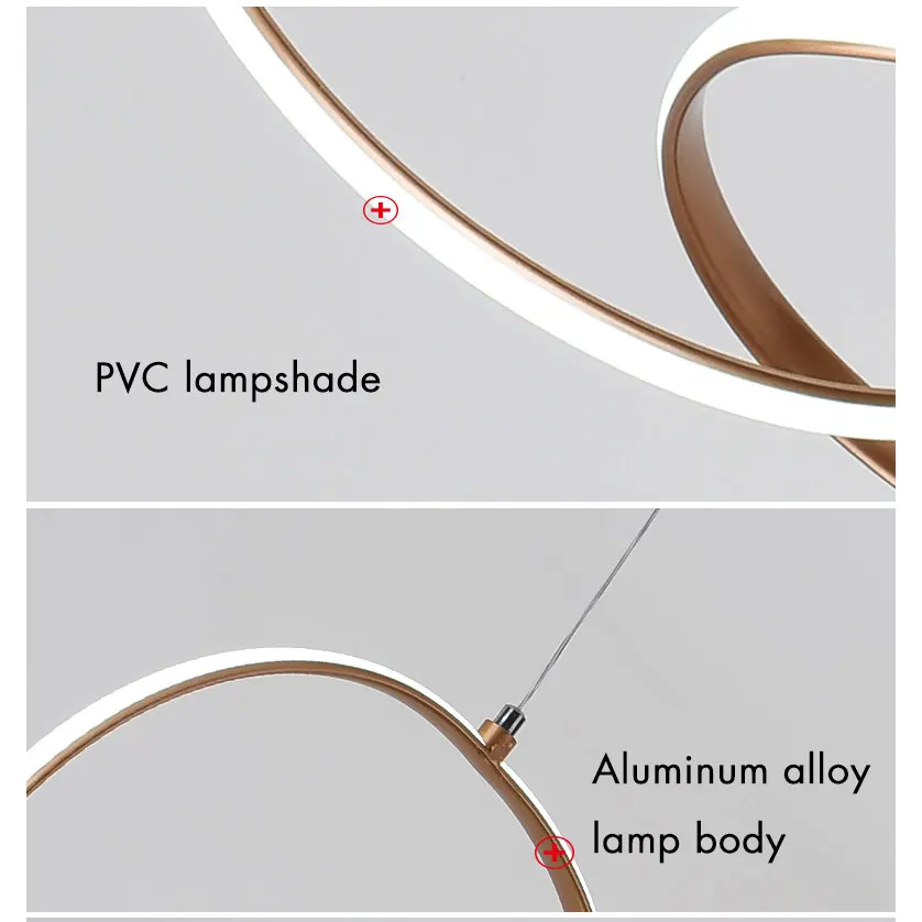 Золотое и Белое черное кольцо Модные светодиодные подвесные светильники для