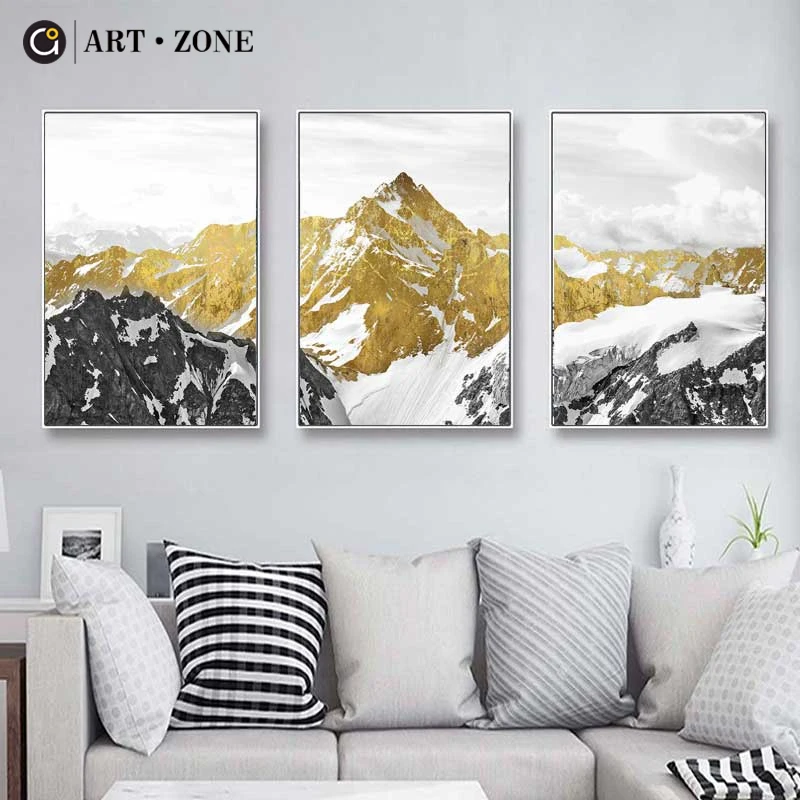 Золотые горы Landcape плакаты принты картины на холсте wall art Для Гостиная Декор для
