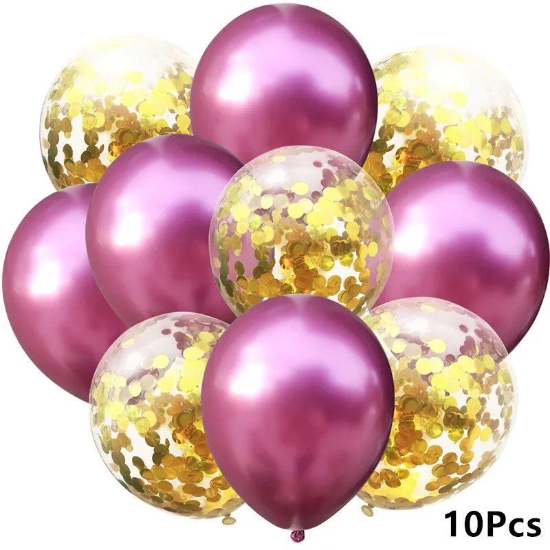 Metal Pink C Gold Свадебный фольгированный шар Круглые Конфетти баллон сердце гелиевые воздушные шары День рождения украшения для взрослых детей события воздушный шар Бало - Цвет: Metal Pink C Gold