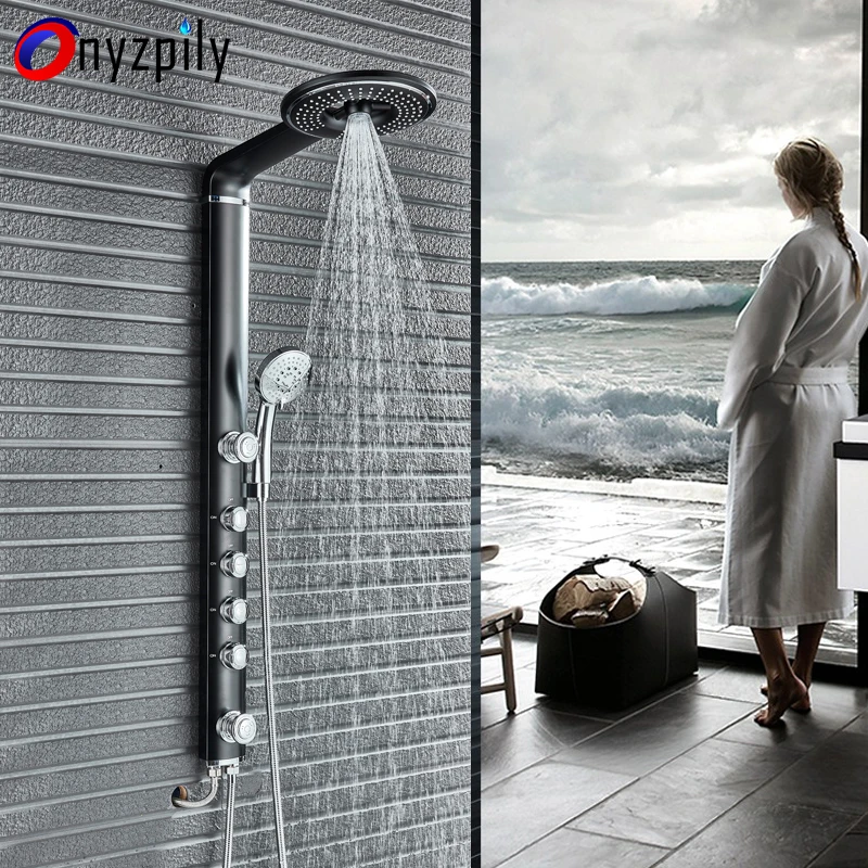 Onyzpily душ кран для ванной Multi function бытовой Water Way горячий холодный настенный черный