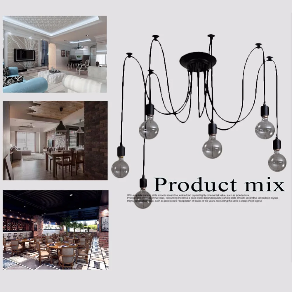 Винтажная Подвесная лампа в скандинавском стиле несколько регулируемых