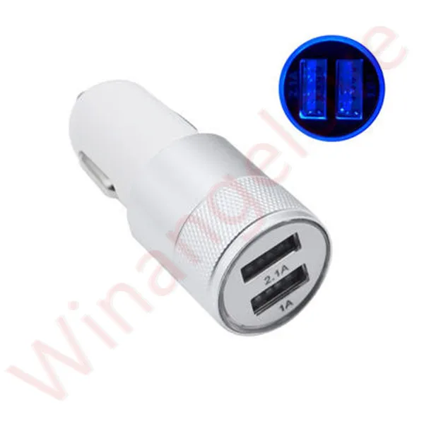 100 шт двойной 2 usb 2.1A+ 1A алюминиевый сплав двойной зарядное устройство usb адаптер для iphone X 8 7 для мобильного телефона samsung