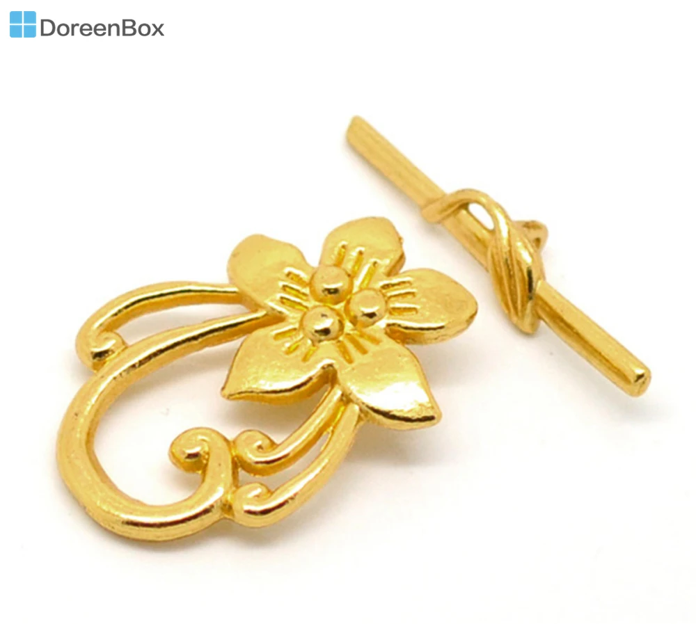 Doreen Box прекрасные 10 комплектов золотистые Цветочные застежки 20*30 мм (B00988)|toggle