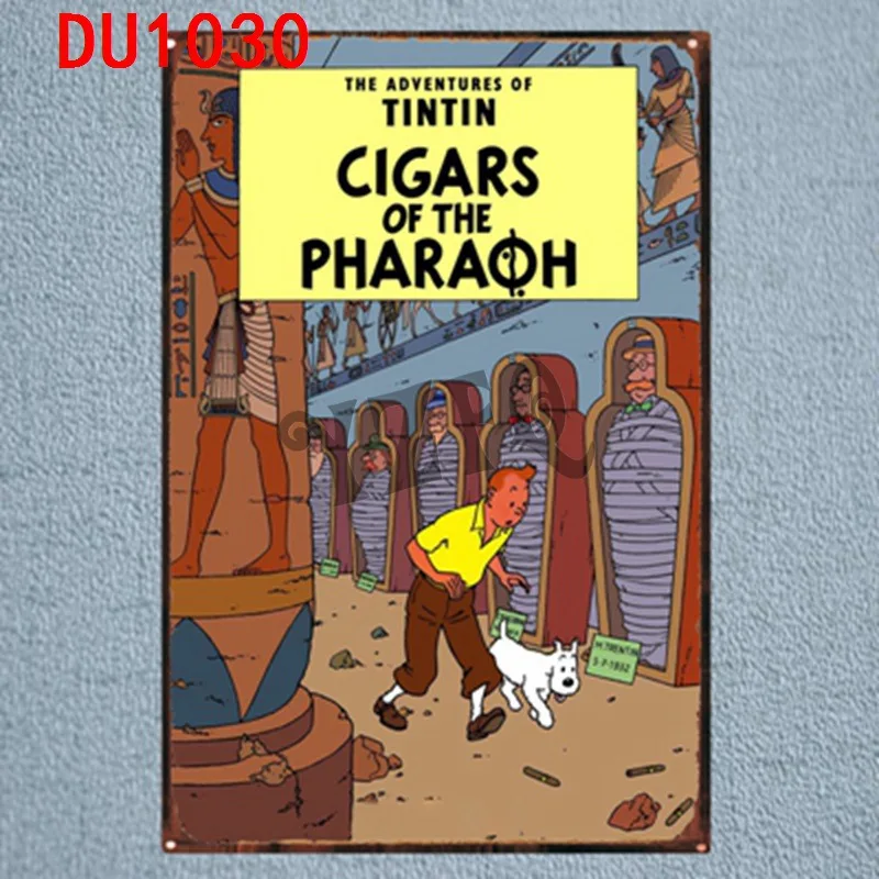 Tintin мультфильм оловянные знаки металлическая пластина настенный паб детская комната Домашний декор вечерние Винтаж Железный плакат Куадрос DU-1041 - Цвет: DU1030