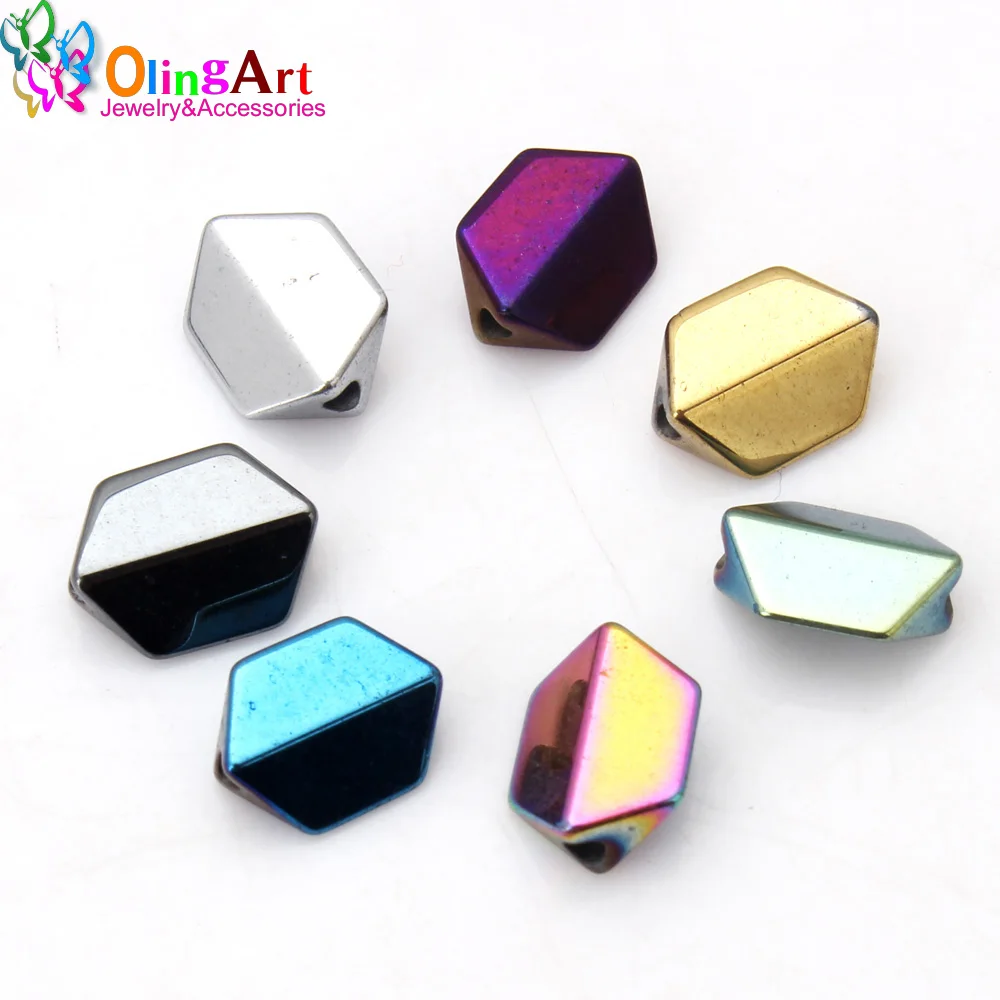 

OlingArt 8MM 30pcs/lot Shield shaped beads metal mixed color AAA quality Natural Hematite Stone DIY Necklace Jewelry Making