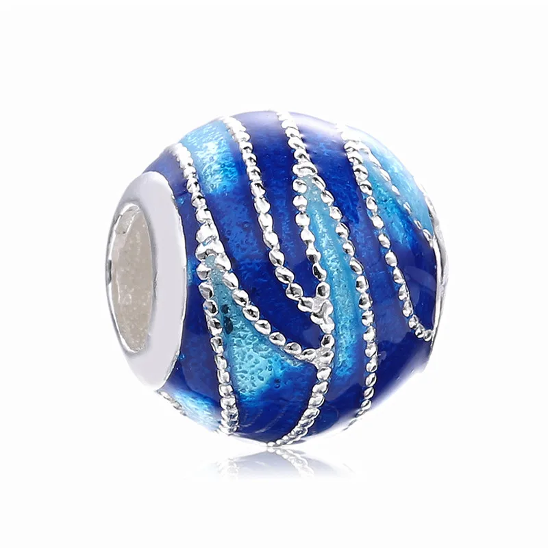 Blue Bead Lovecabin Дания Весна серебро открыть мое сердце проложить клип многоцветный Цирконий амулеты зажимы 925 пробы серебряные ювелирные изделия - Цвет: Blue Bead