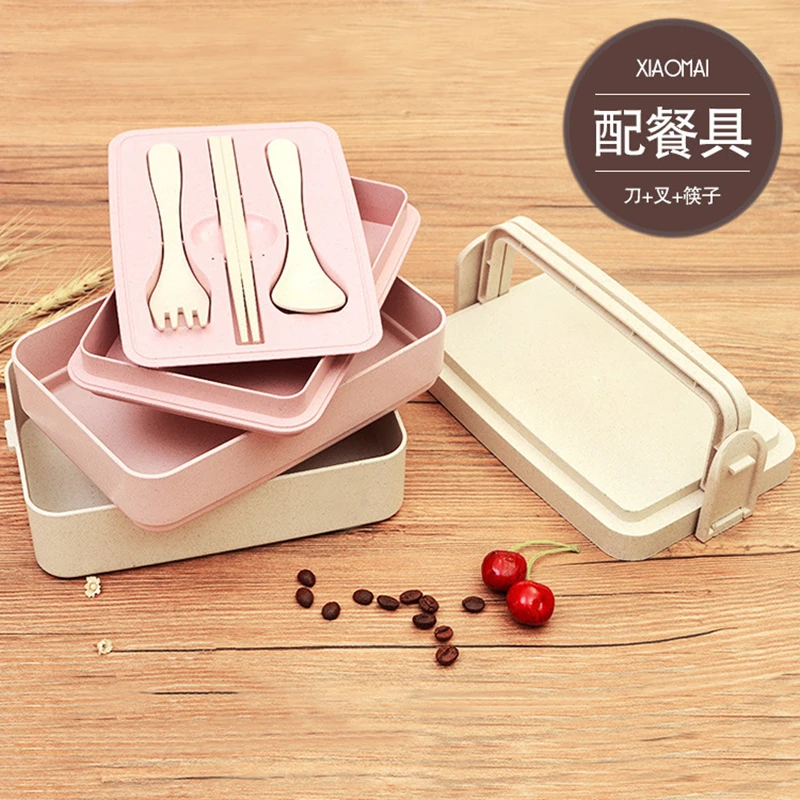 Здоровый материал Ланч-бокс 3 слоя пшеничной соломы Bento коробки контейнер для хранения еды Ланчбокс посуда разлагаемая безопасность здоровья