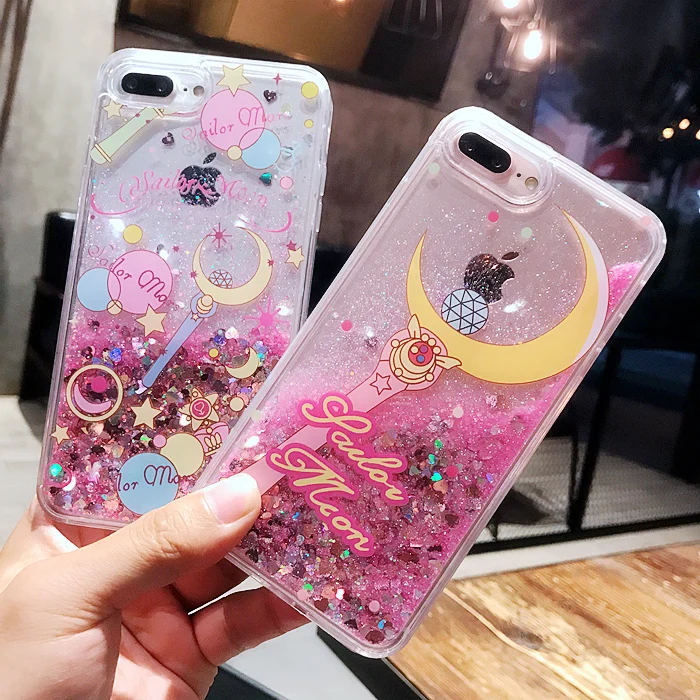 Для iphone 7 plus милый матросский Луна динамичный яркий блестящий жидкий зыбучий