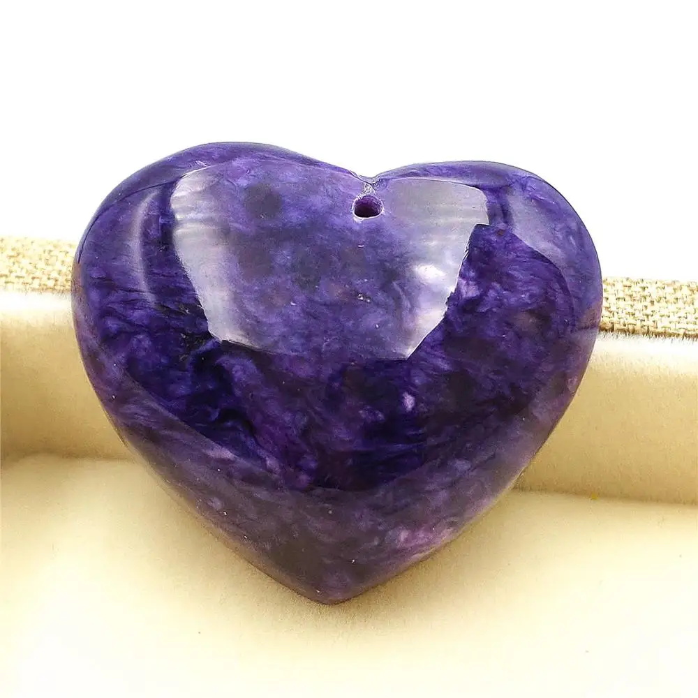 Genuine Natural Purple Charoite Gemstone Pendant 34x30x12mm Heart Love Shape Women Men Love Gift Fashion Pendant Jewelry AAAA