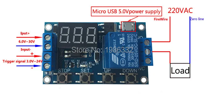 WS16 DC 6 30 в Поддержка Micro USB 5 В светодиодный дисплей Автоматизация таймер задержки