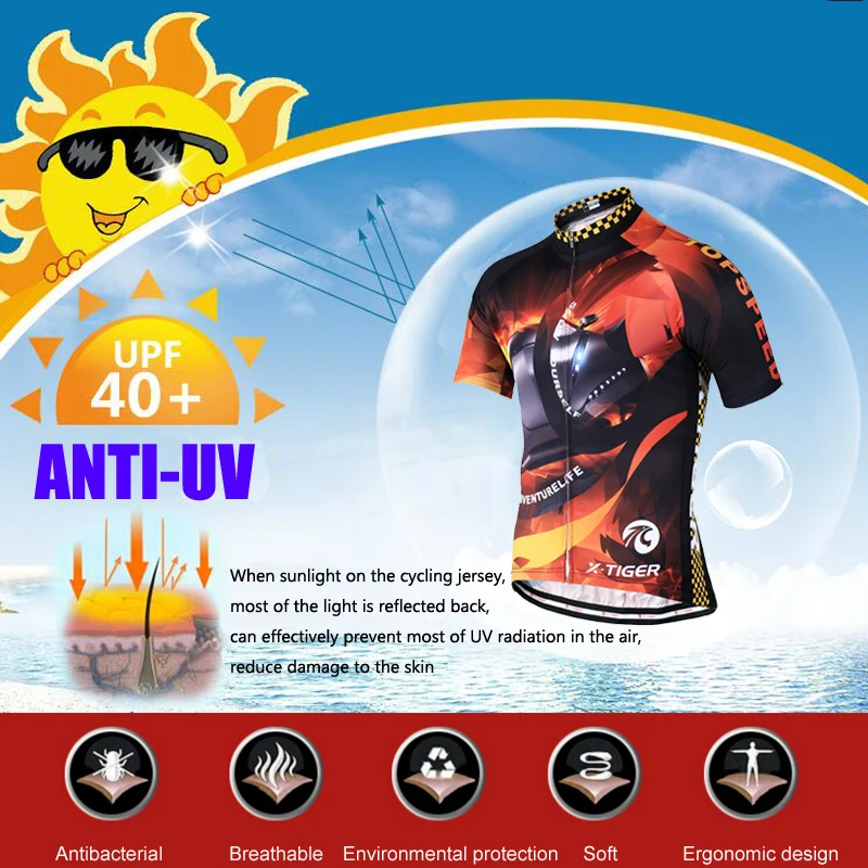 X-Tiger Pro, комплект для велоспорта, дышащий, для гонок, Джерси, Майо, Ropa Ciclismo, быстросохнущая, короткий рукав, Мужская одежда для велоспорта