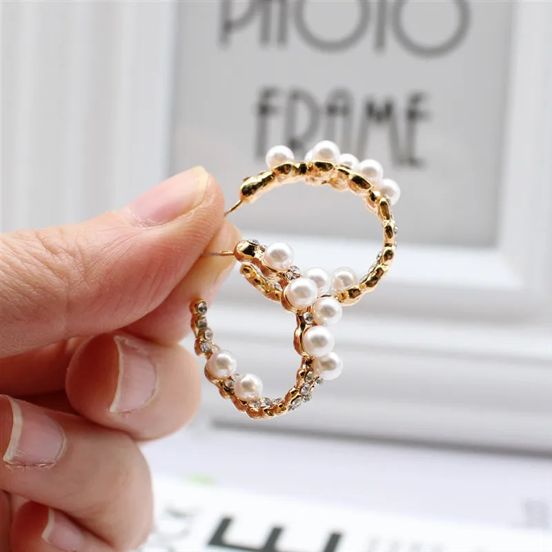 Лидер продаж 2019 Модная бижутерия металлические серьги полукруглые с имитацией