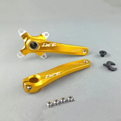 Gold MTB шатун со звездами для велосипеда полый один Кривошип цепная Звездочка из алюминиевого сплава горный велосипед рифленый диск MTB части велосипеда - Цвет: Gold