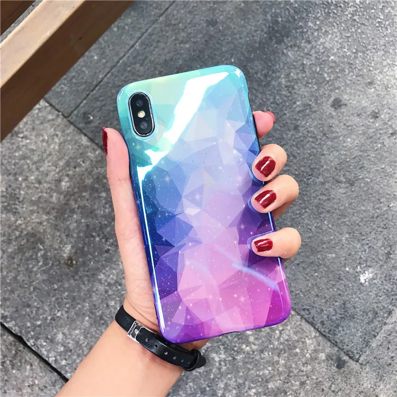 Алмазный градиентный Звездный чехол для iPhone X XS Max XR мягкий из ТПУ с отверстием 7 8 6