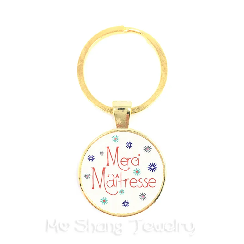 Merci Maitresse цепочка для ключей классические ювелирные изделия Цитата брелок Стекло