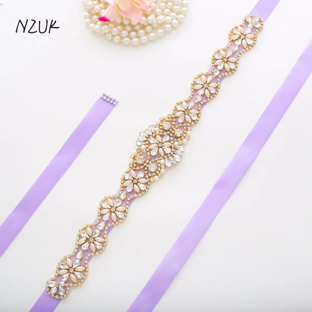 

Gold Bridal Belt With Rhinestone Diamond Wedding Belt with Sash Floral Wedding Dress Belt Diamond Belt For Bridal Accessories