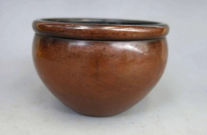 Китай чистый красный медь Изысканный горшок курильница кадило Статуя Латунь