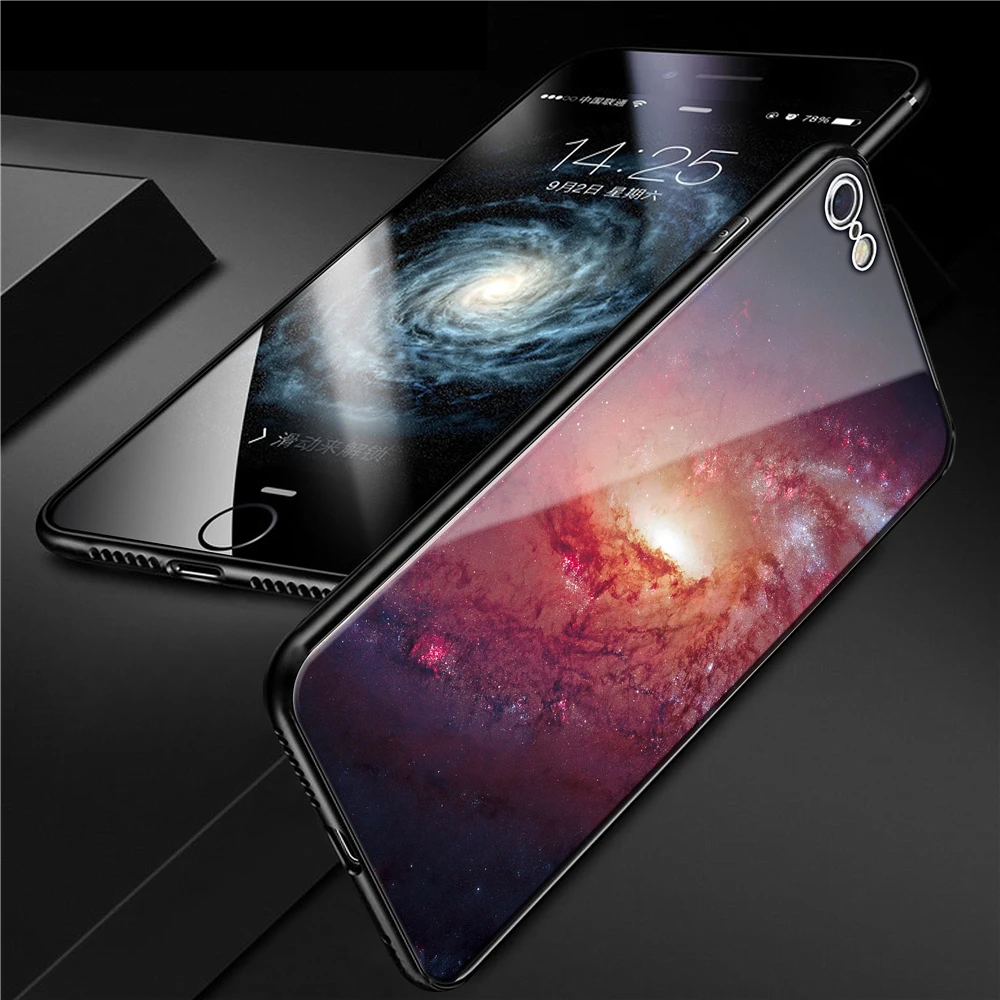 Закаленное стекло роспись звездное небо чехол для iphone x Роскошный телефон
