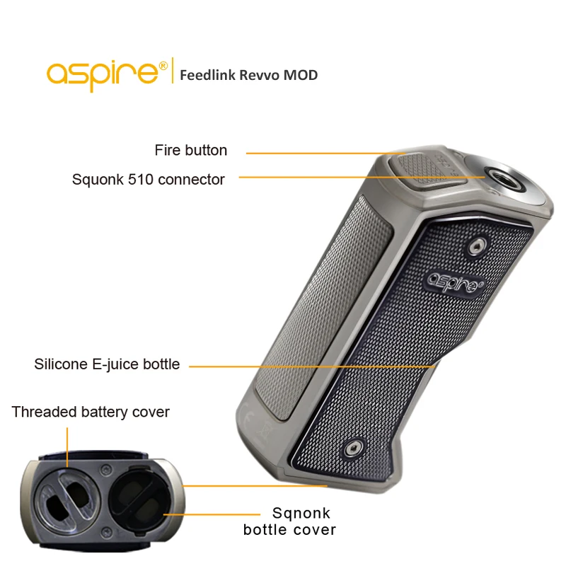 Оригинальный Aspire Feedlink Revvo 80 Вт мод с 7 мл блок впрыскивания электронная сигарета Fit