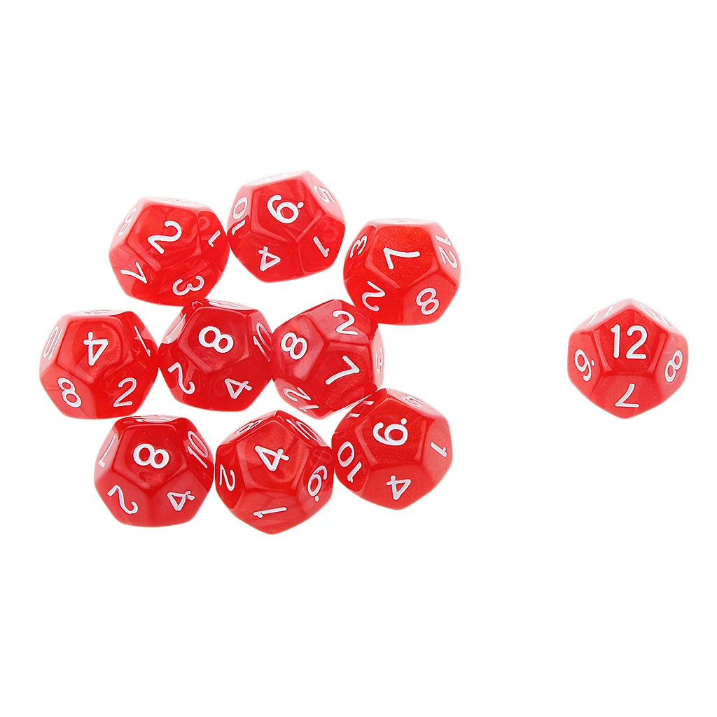 10 шт. 12 сторонние D12 игровые кубики для D & RPG Вечерние игры Кубики красная