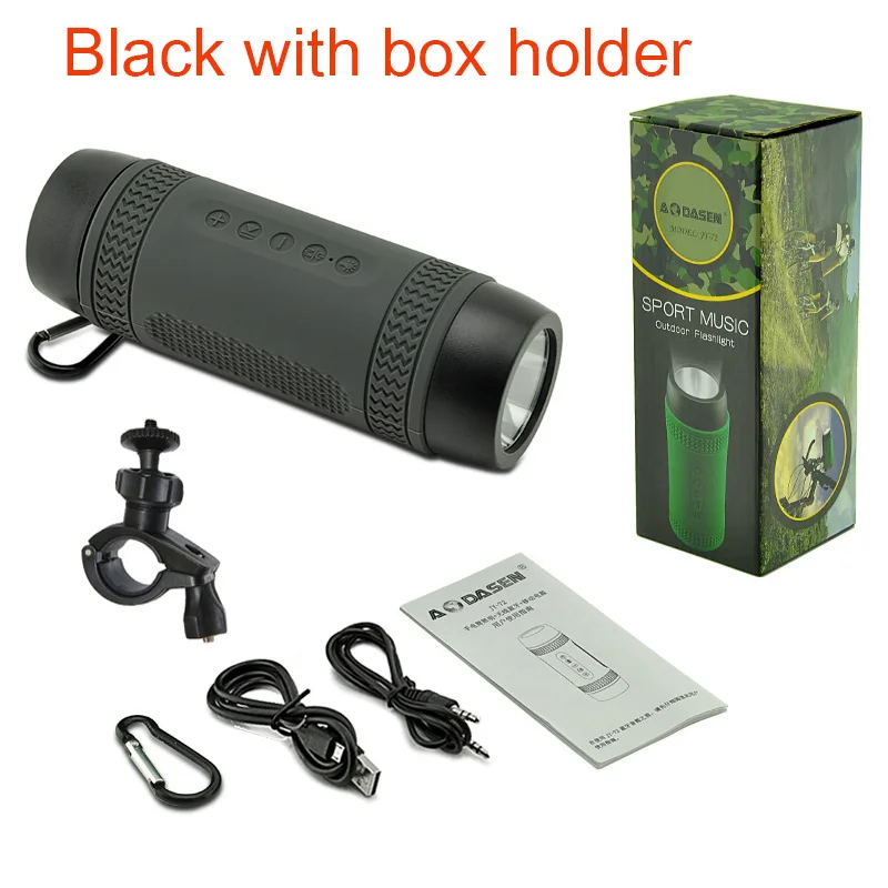 Black and box Holder Водонепроницаемый Портативный открытый езда Спорт Bluetooth Динамик 3600 мАч Мощность банк стерео Беспроводной велосипед Динамик с микрофоном светодио дный лампа - Цвет: Black and box Holder