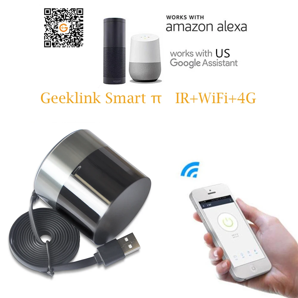 Умный контроллер Geeklink WIFI + IR 4G работает с Alexa US Google Home Автоматизация голосового