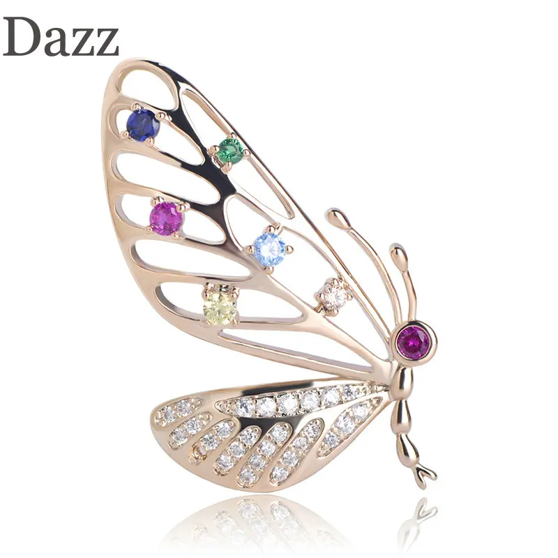 Женская брошь в форме бабочки Dazz разноцветная Медная с цирконом аксессуар для