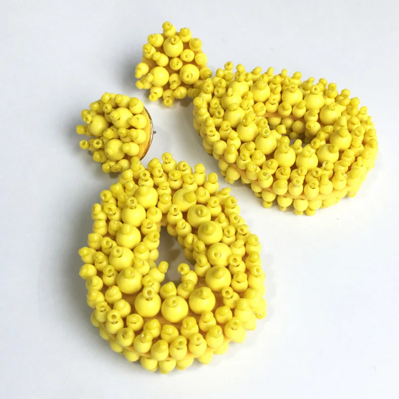 Yellow Earrings MANILAI Boho модные висячие серьги с бусинами для женщин ручная работа из бисера Висячие массивные серьги Ювелирные изделия Подарки - Окраска металла: Yellow Earrings