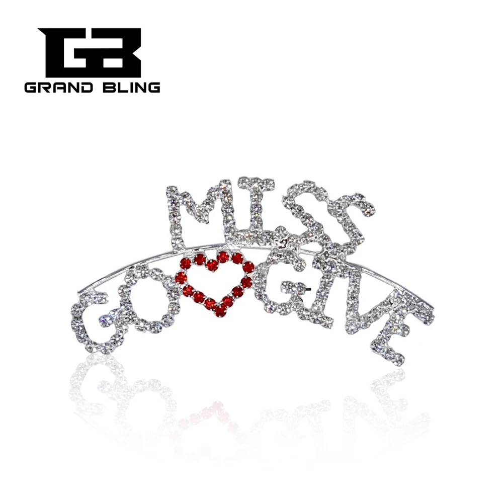 

Cool Gift Rhinestone Brooch Pin "MISS GO Love GIVE" Word Pin