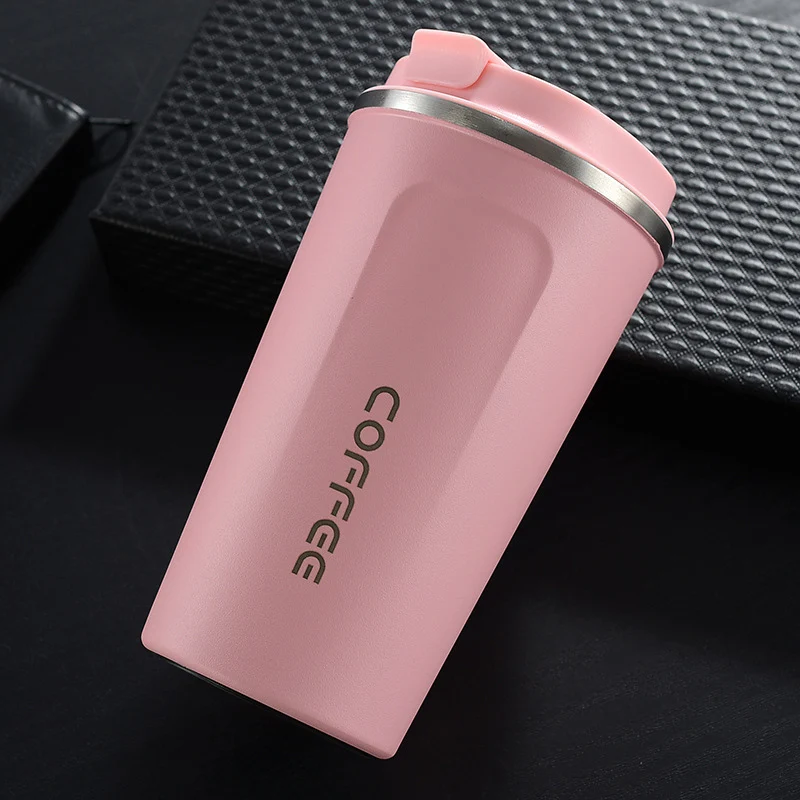 Pink-510ml Новые кофейные кружки 380 мл 510 мл Вакуумный термос с двойными стенками из нержавеющей стали изолированные вакуумные чашки с крышкой кружки для путешествий BPA бесплатно - Цвет: Pink-510ml