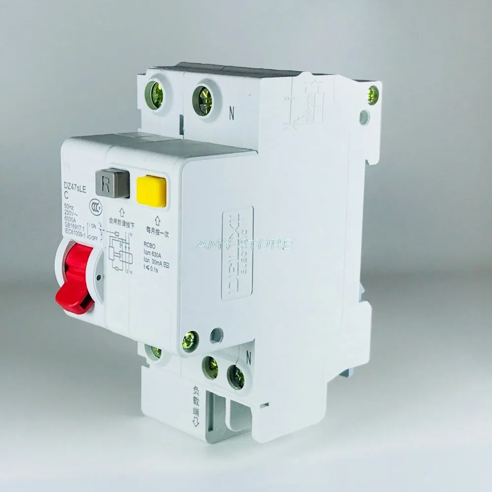 Автоматический выключатель 10A 16A 20A 25A 32A 40A 63A 1P + N защита от утечки RCBO RCD DZ47SLE DZ47LE |