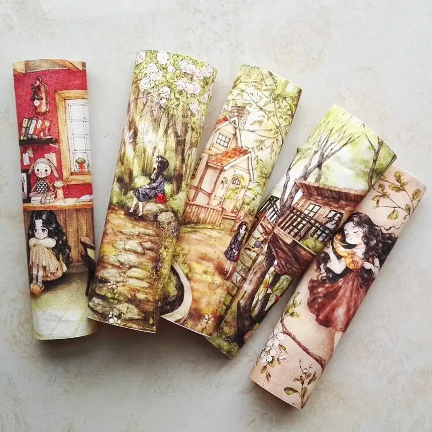 Лесная девушка окрашенная вручную ткань хлопчатобумажная сделай сам Лоскутная