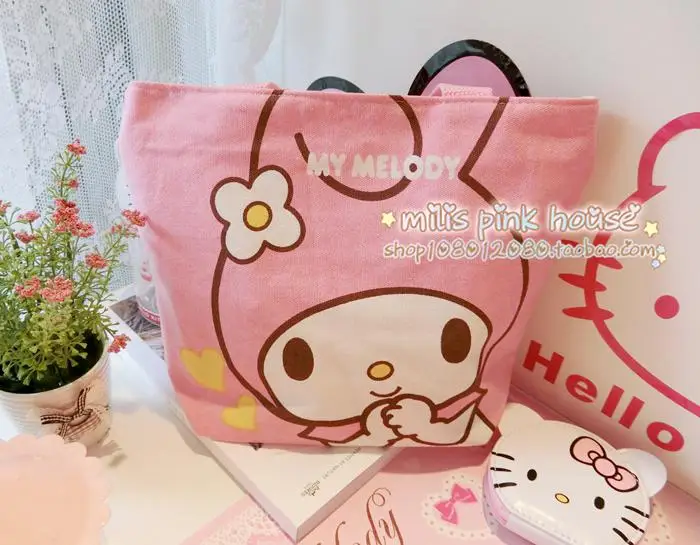 Kawaii hello kitty Melody многоразовая Холщовая Сумка для покупок, сумки на плечо, пляжная сумка, складная сумка для продуктов, Мультяшные сумки-тоут - Цвет: small bag
