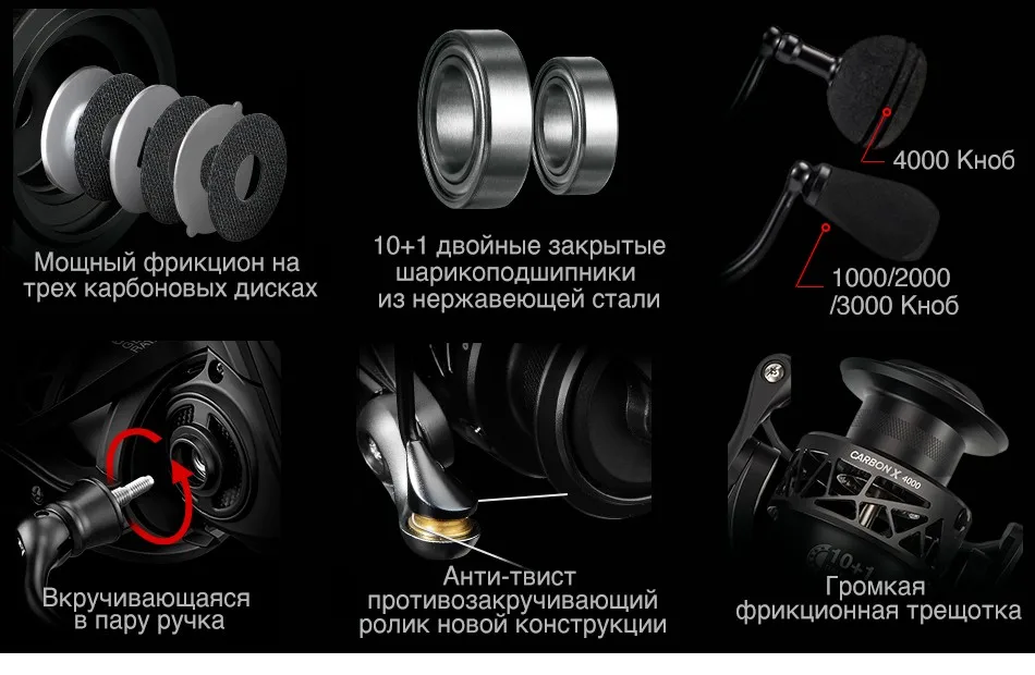 Piscifun Carbon X Spinning Reel With Spare 1000 2000 3000 Shallow 4000 Standard Spool 5.2:1 6.2:1 Gear Ratio 11 BB Fishing Reel