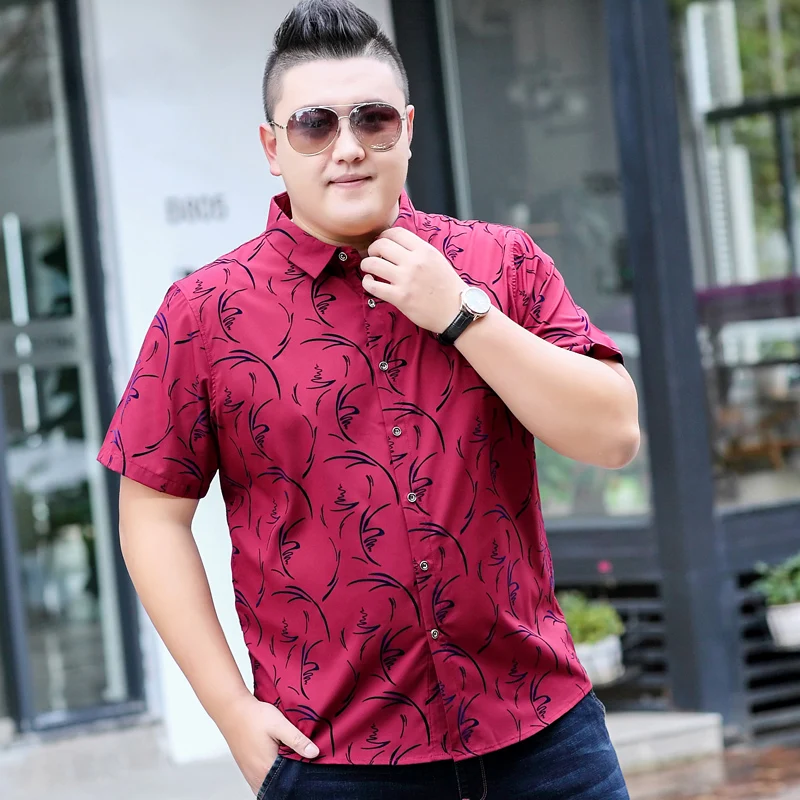 Повседневные мужские рубашки большого размера весна лето с принтом коротким