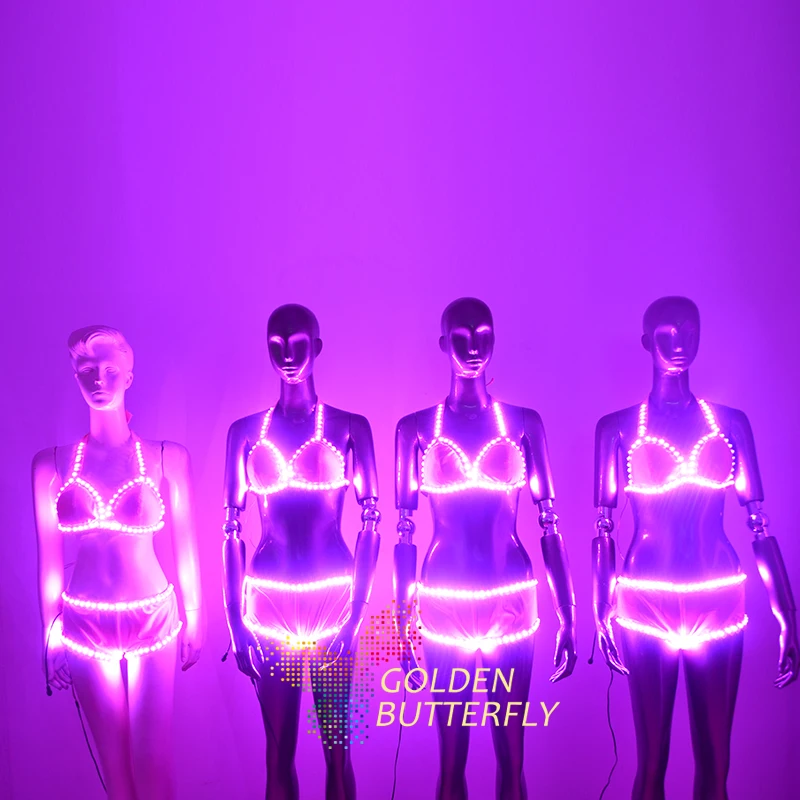 Светодиодная одежда женские светящиеся костюмы Светящиеся бюстгальтеры со
